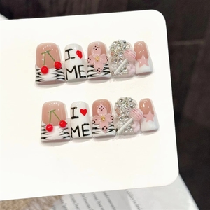 <span class=keywords><strong>Uñas</strong></span> Postizas Acrílicas 3D de Lujo con Diseño de Flor, Forma de Pico de Pato, Hechas a Mano, 10 Piezas, Reutilizables - Product Image 6