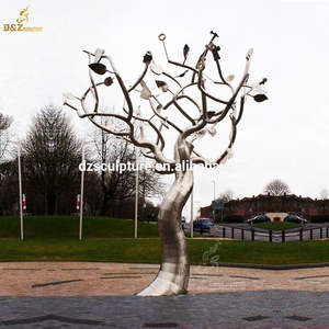Albero a specchio lucido da giardino a grandezza naturale con piccole <span class=keywords><strong>foglie</strong></span> scultura in acciaio inossidabile <span class=keywords><strong>D</strong></span> & Z - Product Image 5