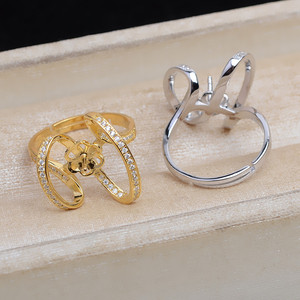 Bague ouverte en argent S925 Wenchi, édition Éclair, pour perle 12-13, ensemble vide DIY, accessoires de bijoux, Chine 16874 - Product Image 3
