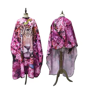 奢华弹性衣领理发斗篷防水沙龙斗篷和围裙产品定制沙龙理发搞笑粉色理发斗篷