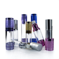 Flacon Airless de Luxe en Plastique AS 15ml 30ml 50ml 80ml 100ml Cylindrique pour Shampoing Crème Eau Liquide Lotion Pompe Emballage Cosmétique
