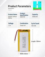 Harga Pabrik Baterai Lithium Ion Polymer Kapasitas Tinggi 5000mah 3.7V 6060100 untuk Keyboard