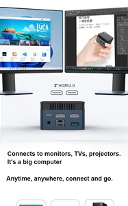 Yeni Cep Mini Bilgisayarı Tel N100 12G LPDDR5 256GB/512GB Win10 Oyun Bilgisayarı 3*USB3.2 HD2.0 4K 60Hz M.2 NVME WIFI5 Mini Bilgisayar Stick - Product Image 2