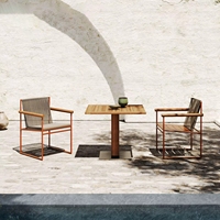 Ensemble table et chaises de loisirs d'extérieur en acier inoxydable, style moderne et minimaliste, pour table basse, canapé, villas, jardins, balcons, salle à manger
