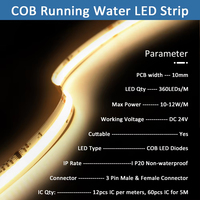 Bande lumineuse LED COB à flux d'eau pour escalier, 24V 400W, contrôleur 2 en 1 avec capteur de mouvement, ruban lumineux WS2811 pour l'éclairage des escaliers