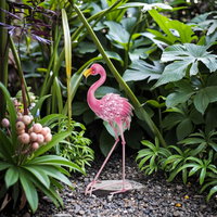 Nouveauté 2027 : Sculpture de flamant rose gonflable en métal, décoration de jardin, artisanat métallique, ornements de jardin, représentant des oiseaux réalistes