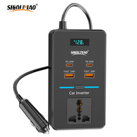 Convertisseur de puissance pour véhicule 200W en gros, DC 12V vers AC 220V, avec charge rapide USB-C QC3.0, Fabricant OEM