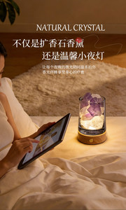 Lampada Notturna Aromaterapica Senza Fiamma in Cristallo Naturale Grezzo, Diffusore di Oli Essenziali in Ametista, Regalo per Casa e Camera da Letto - Product Image 6