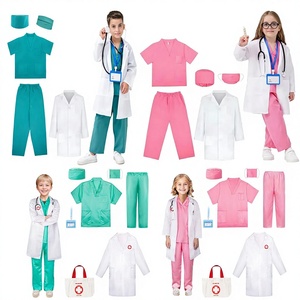 Costume d'infirmière ou de médecin amusant pour enfants, garçons et filles, pour Halloween, avec haut à col en V, pantalon et accessoires, uniforme médical chirurgical - Product Image 4