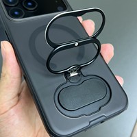 Pudun Coque de téléphone magnétique anti-chute mate avec support anneau pliable à 3 volets pour iPhone 18 17 16