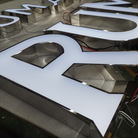 Lettres personnalisées en acier inoxydable, panneau avec Logo 3d, bande gravée sur les côtés, canal Led