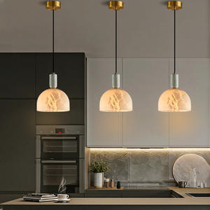 Luminaire suspendu moderne tout en cuivre, design pastoral, motif marbre haut de gamme pour chambre à coucher, salon, lustre mural créatif - Product Image 6