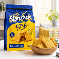 Pochette à fond plat personnalisée imprimée numériquement pour l'emballage de snacks (corn-flakes, biscuits) avec fermeture éclair refermable et soufflet latéral