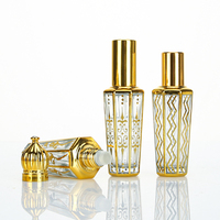 Mini Parfum Exquis 10ml Huile de Parfum Rechargeable DIY Baumes Parfumés Délicats sur Distributeur Doré Arabe pour Contenant