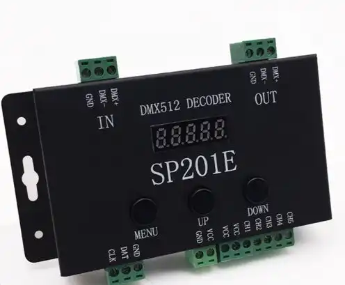 DC5V ~ 24V SP201E DMX512 SPI Sinyal Addressable RGB IC LED Strip Pixel Dekoder LED Controller