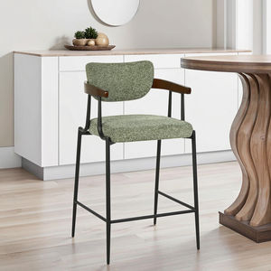 كرسي بار عصري متين ومريح مع إطار معدني وظهر خشبي منحني، مناسب للاستخدام في غرفة الطعام، غرفة النوم، الأماكن الخارجية، غرفة المعيشة، والمدرسة. - Product Image 6