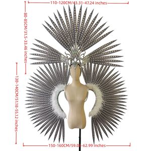 Tiara de Plumas, Disfraz de Samba, Carnaval, Fiesta de Halloween, Sombrero para Espectáculo en Bar, Maquillaje, Alas para Baile, Desfile, Logotipo <span class=keywords><strong>C</strong></span>-<span class=keywords><strong>3PO</strong></span>, Unisex - Product Image 3