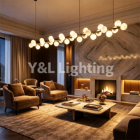 Lustre moderne en forme de globe en albâtre, cadre en laiton, luminaire suspendu pour salle à manger, décoration de plafond haut