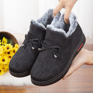 <strong>Women's</strong> Winter Thickened Slip-On Cloth Shoes Plush Fleece Lining Home <strong>Slippers</strong> Ladies Warm Outdoor Flats Short Ankle <strong>Boots</strong> - Product Image 4