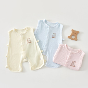 <b>Baby</b> Bodysuit Infant Summer Romper <b>Vest</b> Thin Knitted Unisex Regenerated Cellulose Fiber <b>Newborn</b> Clothes - Product Image 1
