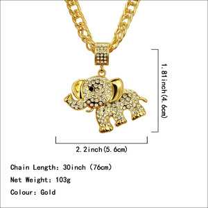 Popular Design Cartoon Alloy <b>Elephant</b> Pendant Necklace Hiphop Long Style Gold Plated Mens Necklaces Fashion Jewelry Wholesale - Product Image 2