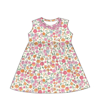 Robe d'été sans manches à volants pour filles, imprimé personnalisé, en tissu de bambou, pour tout-petits et enfants, collection très prisée