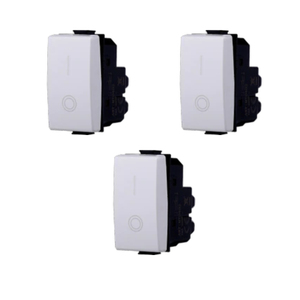 Gloca Lot de 3 interrupteurs muraux 1 gang 1 voie 16A 250V en plastique, installation facile, compatibles avec la série Matix - Product Image 1