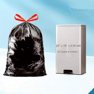 Heavy Duty Drawstring Trash Bags 100 Count Black Thickened Medium Size <b>Plastic</b> Garbage Bags Unscented for <b>Kitchen</b> Bathroom - Product Image 1