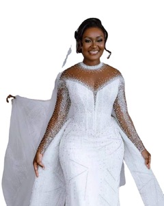 Nuevo Vestido de Novia 2025 para Comercio Exterior, Vestido de Novia Africana con Cola de Pez Desmontable y Manga Larga, Personalizable - Product Image 5