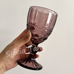 便宜的价格300毫升紫色现代复古玻璃高脚杯酒杯水杯玻璃热卖派对婚礼派对活动 - Product Image 3