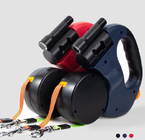 2025 Hot Style Ideas luces de uno a dos perros pequeños Teddy Bomei de doble cabeza cuerda de tracción retráctil automática correa para perro - Product Image 6