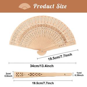 Abanico de mano plegable de madera grabado Popular para boda, cumpleaños, fiesta de bebé, regalos de decoración - Product Image 6