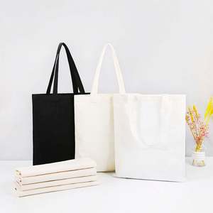 Sac fourre-tout en toile de coton personnalisé en gros, blanc uni, réutilisable, avec logo imprimé personnalisé - Product Image 1