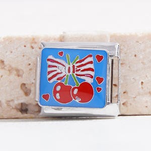 ファッション高品质フルーツチェリーイタリアンチャームバルクノンターニッシュステンレススチール18金メッキイタリアンチャームブレスレット - Product Image 6