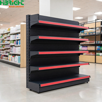 Étagère de présentation double face robuste en métal noir Highbright pour magasin de proximité, rayonnages de supermarché