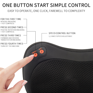 Coussin de massage Shiatsu chauffant pour le cou, pétrissage profond des tissus, contrôle de la minuterie, alimentation par batterie/USB, batterie au lithium, double usage voiture/maison - Product Image 3