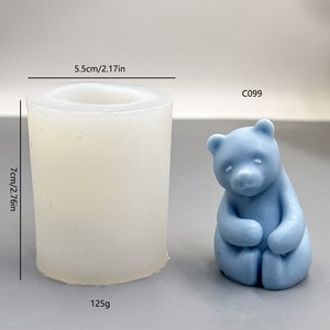 แม่พิมพ์ซิลิโคนรูปหมีน้อยสำหรับทำเทียนหอม DIY รูปสัตว์ หมีนั่ง สำหรับทำขนมและตกแต่งเค้ก - Product Image 5