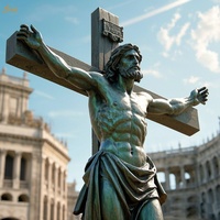 Célèbre religion chrétienne catholique Statue en laiton jésus 14 station onzième station grandeur nature jésus cloué croix Sculpture en Bronze