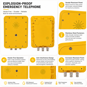 Interphone mural en alliage d'aluminium pour usine chimique, champ pétrolier, téléphone mains libres anti-explosion, étanche - Product Image 3