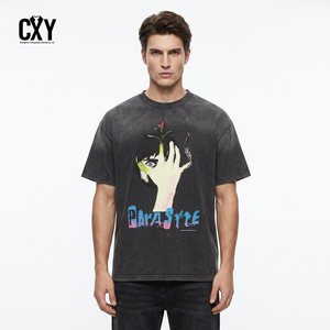 Nueva Camiseta de Manga Corta con Cuello Redondo, Estilo Casual Holgado, Lavada, Vintage, Desgastada, Pintada a Mano, de Marca Compartida - Product Image 1