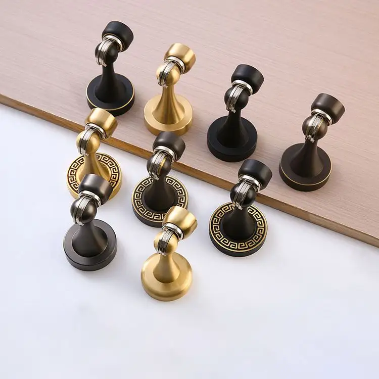Luxury Cylindrical Brass Magnetic Door Holder Stopper Bedroom Brass Magnetic Suction Anti-Collision Door Stopper