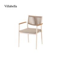 Ensemble de salle à manger de jardin moderne 7 pièces, mobilier de jardin, table extérieure en aluminium et chaises en corde tressée avec accoudoirs pour hôtel de villégiature