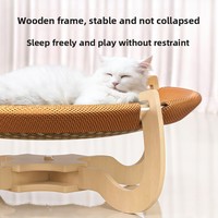 Hamaca Universal de Ratán para Gatos Four Seasons, Cama Elevada Transpirable para Mascotas con Colchoneta Refrigerante para el Descanso de Gatitos en Verano