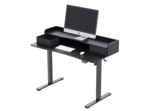 Scrivania elettrica regolabile in altezza con doppio cassetto, tavolo con ripiano, con pannello di giunzione Sit Stand desk