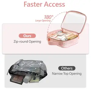 Pochettes de maquillage transparentes et étanches avec logo personnalisé sacs de toilette de voyage en PVC transparent avec fermeture éclair