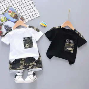 Summer Boys Clothing Sets Camouflage Shirts Pants Suit Round Neck Pullover Short Sleeve Baby Boy Clothes