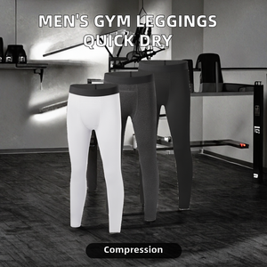 Leggings de compression imprimés pour hommes, longueur intégrale, avec cordon de serrage, en polyester et élasthanne, pour le sport et la gym, fabriqués par un fabricant professionnel. - Product Image 2
