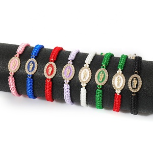 Bracelet religieux en fil tissé à la main avec motif de la Vierge Marie, bijoux mexicains, Virgencita San Judas, bracelet catholique - Product Image 1