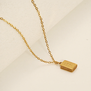 Collier <span class=keywords><strong>Livre</strong></span> Unisexe en Acier Titane Plaqué Or 18K Style Européen et Américain, Pendentif Simple, Tendance et Luxe Léger - Product Image 4