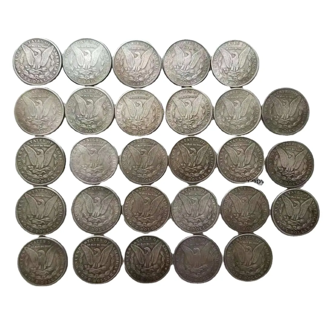 28PCS (1878-1921) Pバージョンアメリカンモーガンダラーシルバーメッキレプリカ装飾記念コイン